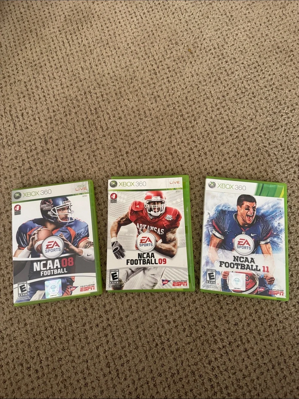 Microsoft Xbox 360 EA Sports NCAA Football Trilogy - Green Cases